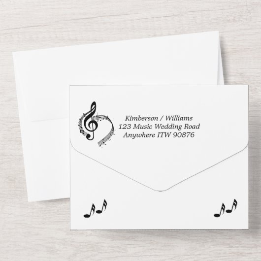 Elegantes Musikhochzeitthema mit UAWG in einem Inv All In One Einladung (Rückseite)