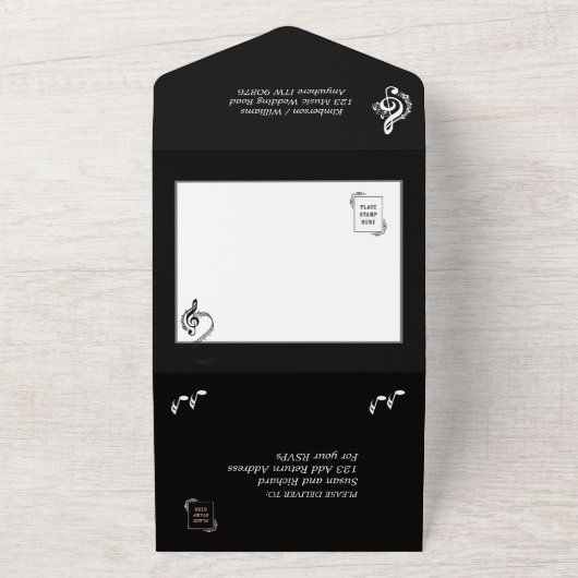 Elegantes Musikhochzeitthema w/UAWG All In One Einladung (Außenbereich)