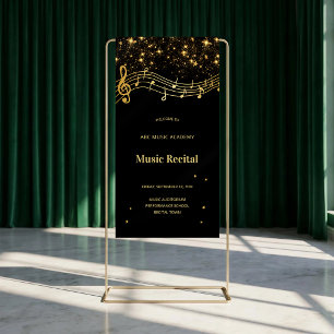 Elegantes Musikkonzert Schwarz Gold Star Banner