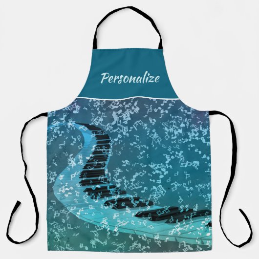 Elegantes Musikpiano Musiker Blau Schürze (Vorderseite)