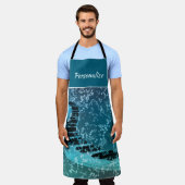 Elegantes Musikpiano Musiker Blau Schürze (Getragen)