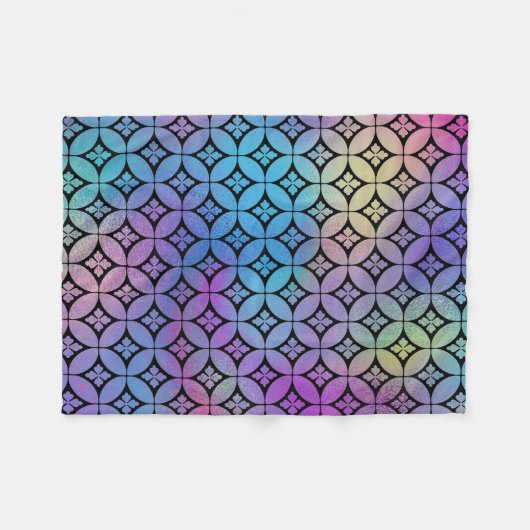 Elegantes Muster Abstrakter Blumenkreise Fleecedecke (Vorderseite (Horizontal))