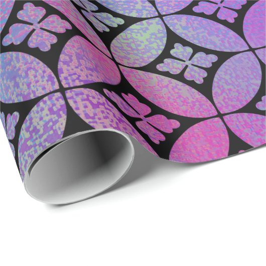 Elegantes Muster Abstrakter Blumenkreise Geschenkpapier (Rolleneckpunkt)