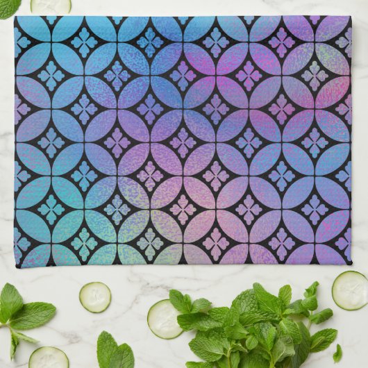 Elegantes Muster Abstrakter Blumenkreise Geschirrtuch (Gefaltet)