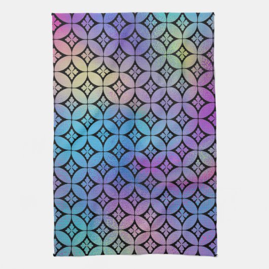 Elegantes Muster Abstrakter Blumenkreise Geschirrtuch (Vertikal)