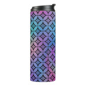 Elegantes Muster Abstrakter Blumenkreise Thermosbecher (Nach links gedreht)