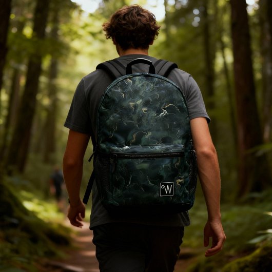 Elegantes Muster Abstrakter dunkelgrüner Gefärbte Bedruckter Rucksack