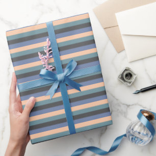 Elegantes Muster aus Blauen Farben, Pfirsich und g Geschenkpapier