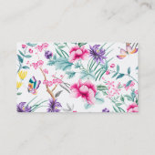 Elegantes Muster aus Blumen und Schmetterlingen Visitenkarte (Rückseite)