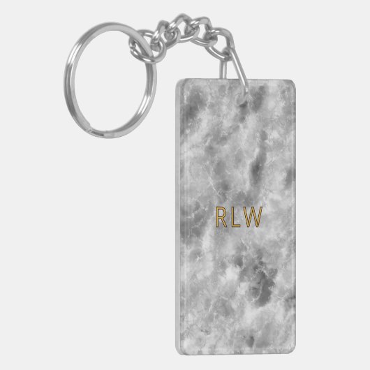 Elegantes Muster aus grauem weißem Carrera-Marmor Schlüsselanhänger (Vorderseite links)