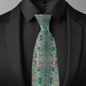 Elegantes Muster aus Kupfer und türkisfarbener Blu Krawatte