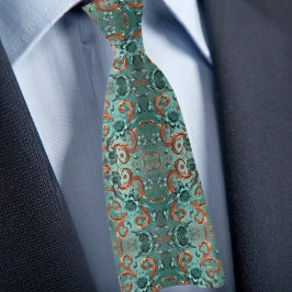 Elegantes Muster aus Kupfer und türkisfarbener Blu Krawatte