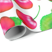 Elegantes Muster aus roten Kirschen und grünen Blä Geschenkpapier (Rolleneckpunkt)