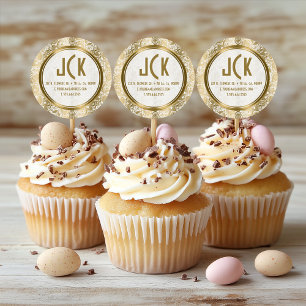 Elegantes Muster aus weißer und goldener Flora Dam Runder Aufkleber