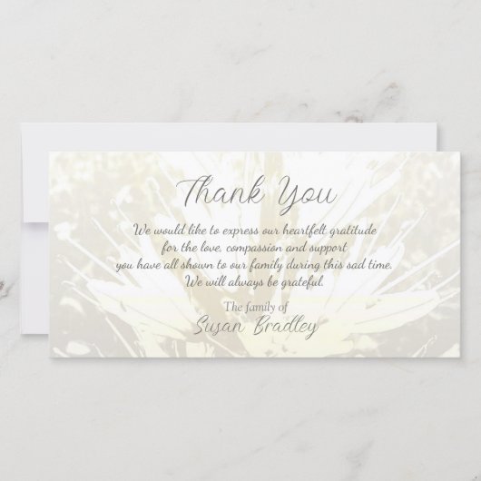 Elegantes Muster Beileid Danke P card 2 (Vorderseite)