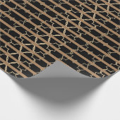 Elegantes Muster Black Brown Gold Trellis Streifen Geschenkpapier (Ecke)