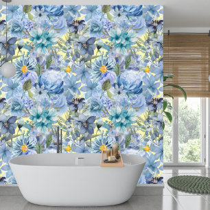 Elegantes Muster botanischer blauer Wildblume Tapete