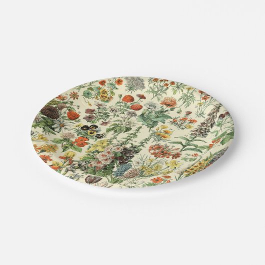 Elegantes Muster botanischer Blume Pappteller (Schrägansicht)