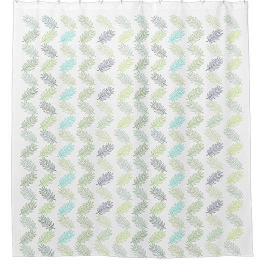 Elegantes Muster botanischer tropischer Blätter im Duschvorhang (Vorderseite)