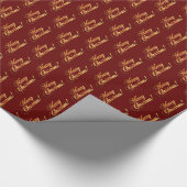 Elegantes Muster Burgundy Red Merry Weihnachten Geschenkpapier (Ecke)