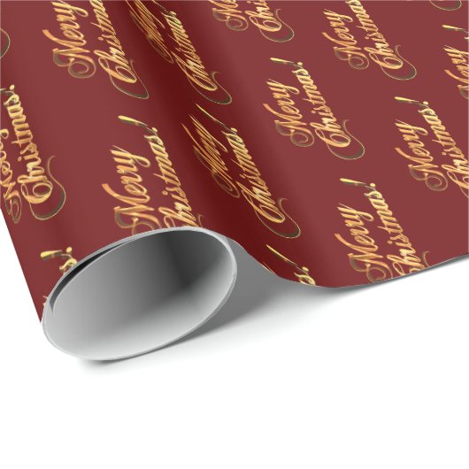 Elegantes Muster Burgundy Red Merry Weihnachten Geschenkpapier (Rolleneckpunkt)