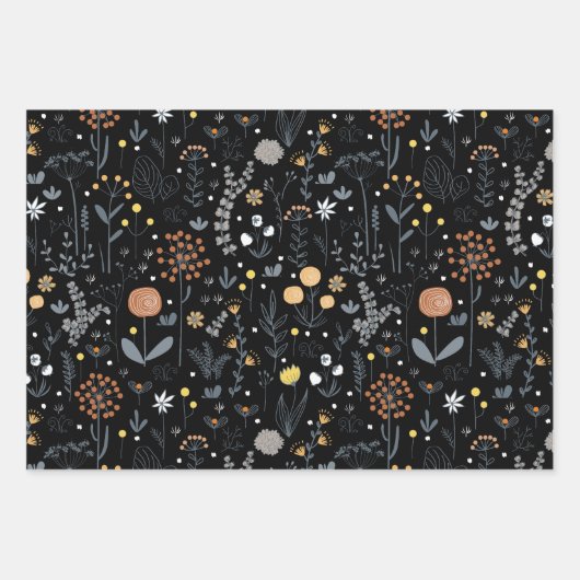 Elegantes Muster Chic Dunkel Geschenkpapier Set (Vorderseite 3)