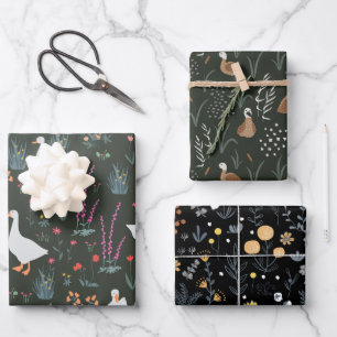 Elegantes Muster Chic Dunkel Geschenkpapier Set