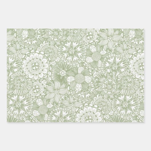 Elegantes Muster Chic Sage Green Geschenkpapier Set (Vorderseite)