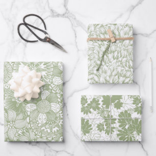 Elegantes Muster Chic Sage Green Geschenkpapier Set