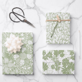 Elegantes Muster Chic Sage Green Geschenkpapier Set