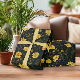 Elegantes Muster der Gelben Buttercup-Blume Geschenkpapier