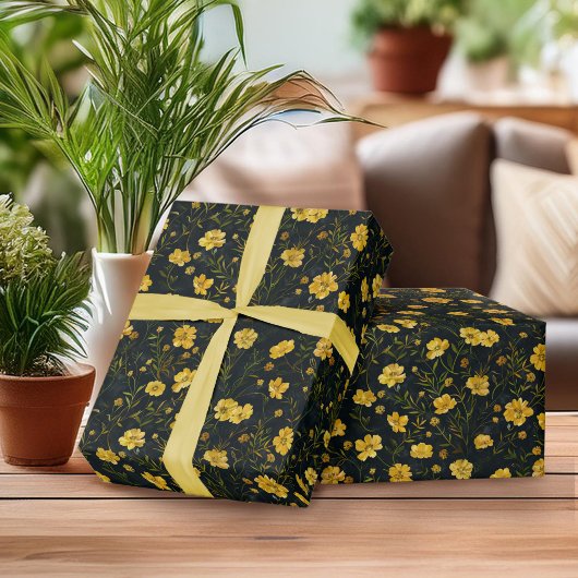 Elegantes Muster der Gelben Buttercup-Blume Geschenkpapier