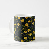 Elegantes Muster der Gelben Buttercup-Blume Kaffeetasse (Vorderseite Links)