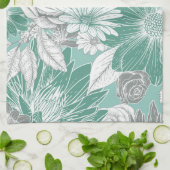 Elegantes Muster der grünen Blüte Geschirrtuch (Gefaltet)