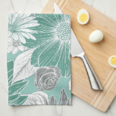 Elegantes Muster der grünen Blüte Geschirrtuch (Viertel Falte)