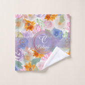 Elegantes Muster der grünen Wasserfarbe Blumenmust Badhandtuch Set (Waschlappen)