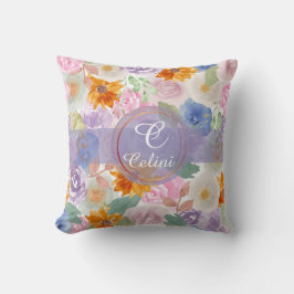 Elegantes Muster der grünen Wasserfarbe Blumenmust Kissen