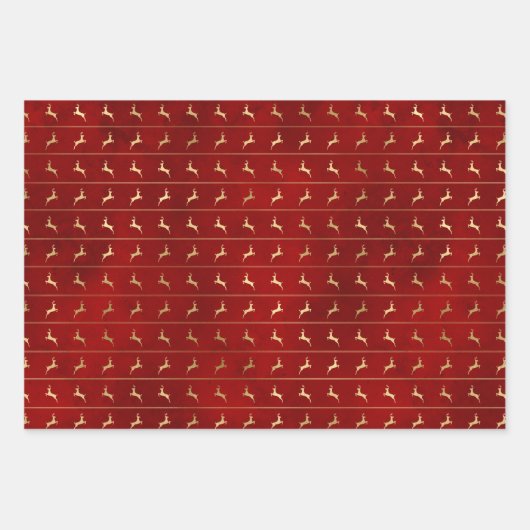 Elegantes Muster der Rotgold-Rentiere im Bauernhof Geschenkpapier Set (Vorderseite)