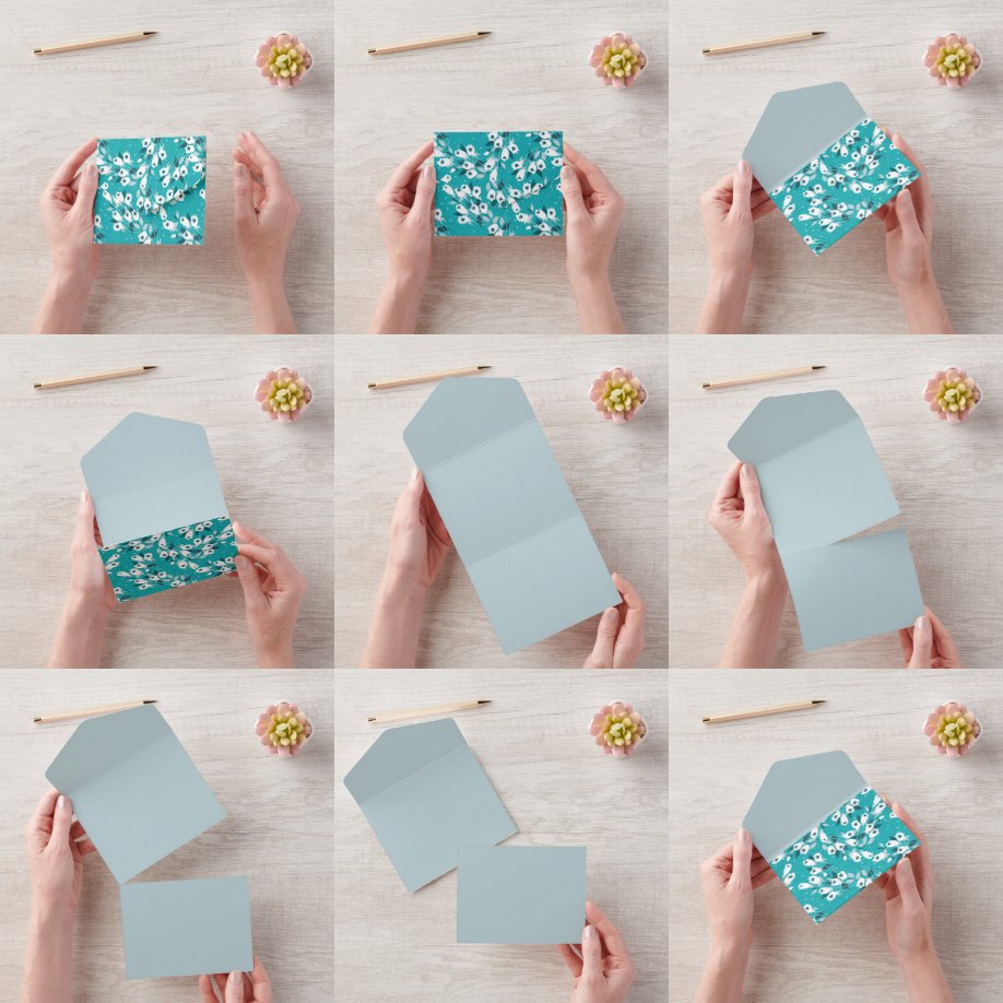 Elegantes Muster der Tulip Blume Botanisches Kunst All In One Einladung