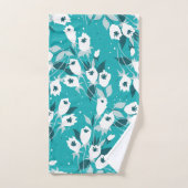 Elegantes Muster der Tulip Blume Botanisches Kunst Badhandtuch Set (Handtuch)