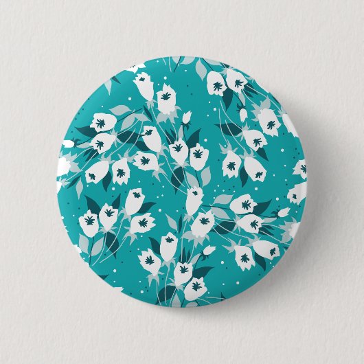 Elegantes Muster der Tulip Blume Botanisches Kunst Button (Vorderseite)
