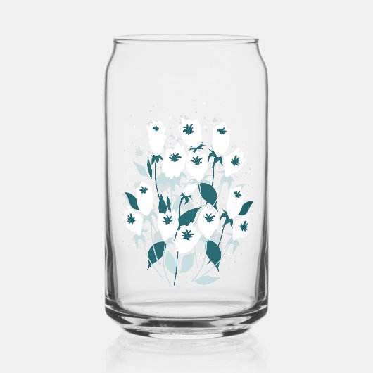 Elegantes Muster der Tulip Blume Botanisches Kunst Dosenglas (Vorderseite)