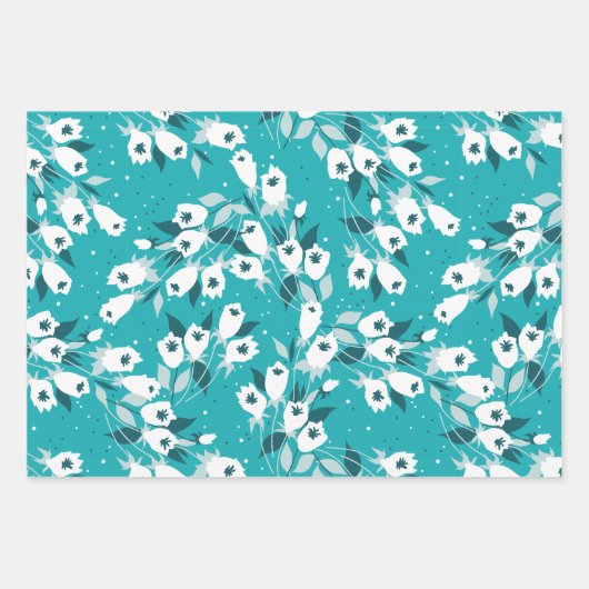 Elegantes Muster der Tulip Blume Botanisches Kunst Geschenkpapier Set (Vorderseite)