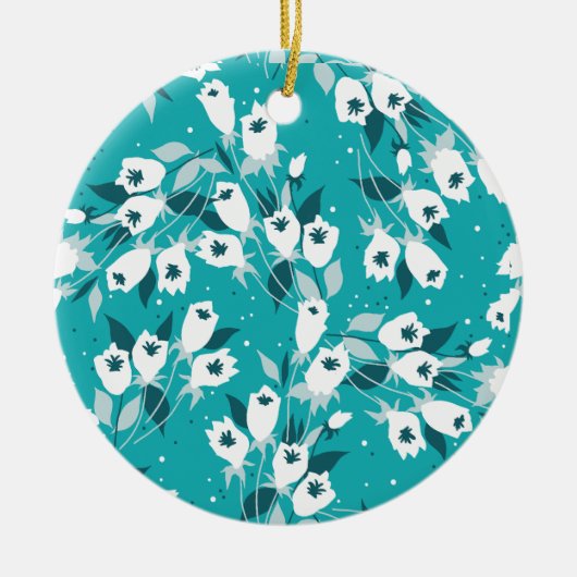 Elegantes Muster der Tulip Blume Botanisches Kunst Keramik Ornament (Vorne)