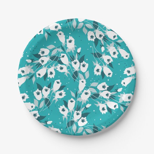 Elegantes Muster der Tulip Blume Botanisches Kunst Pappteller (Vorderseite)