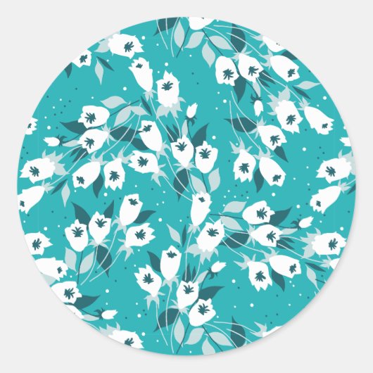 Elegantes Muster der Tulip Blume Botanisches Kunst Runder Aufkleber (Vorderseite)
