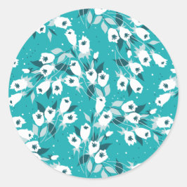 Elegantes Muster der Tulip Blume Botanisches Kunst Runder Aufkleber