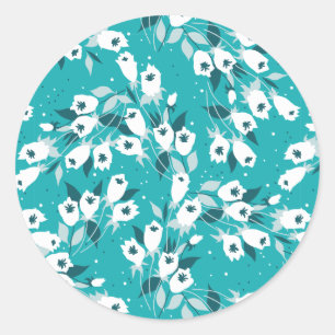 Elegantes Muster der Tulip Blume Botanisches Kunst Runder Aufkleber