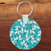 Elegantes Muster der Tulip Blume Botanisches Kunst Schlüsselanhänger (Rückseite)