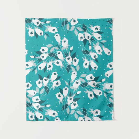 Elegantes Muster der Tulip Blume Botanisches Kunst Wandteppich (Vorderseite)